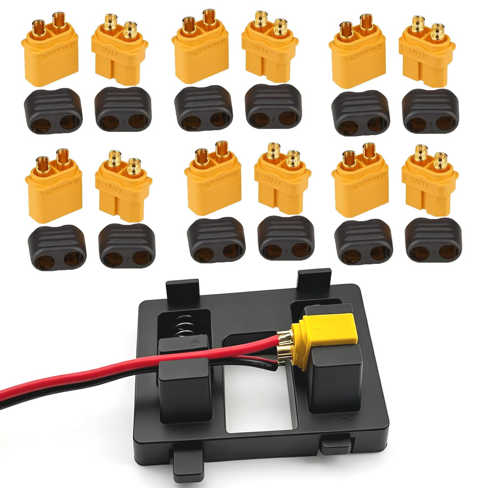 Drone Battery Adapter - XT60コネクタプラグ（シースハウジング付き）メス/オス XT60プラグ（溶接治具付き）RCリポバッテリー、車、ドローン、飛行機用