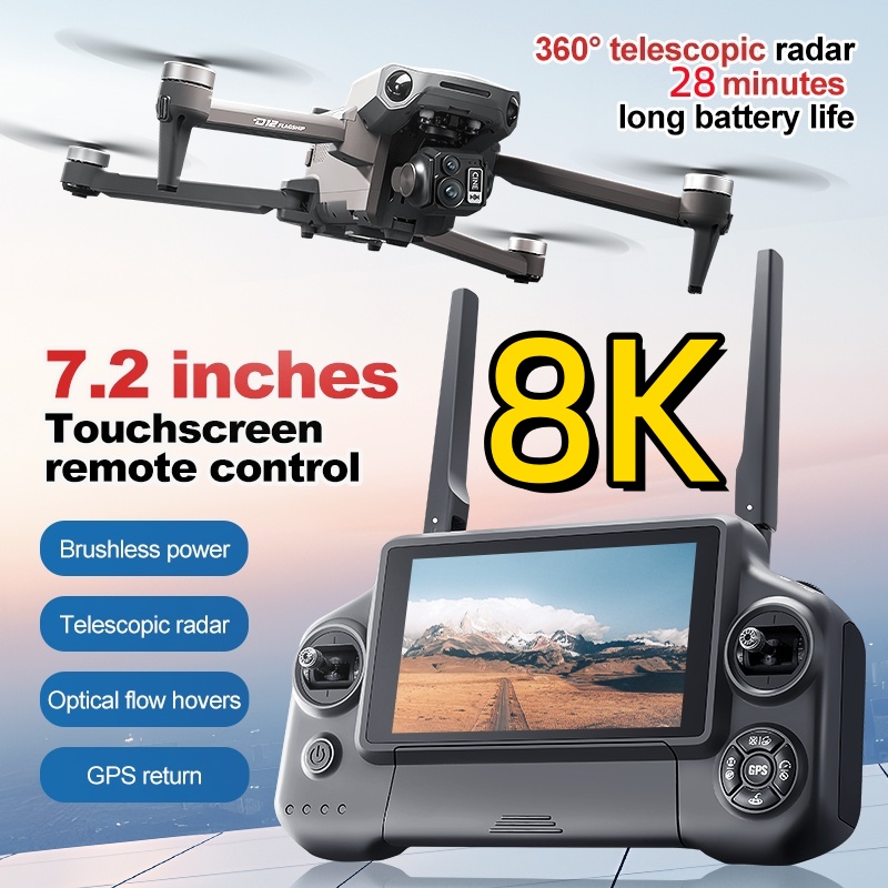 8K 3軸ジンバルブラシレス7.2インチタッチスクリーンFP - Drone Controller Screen のレビューと価格